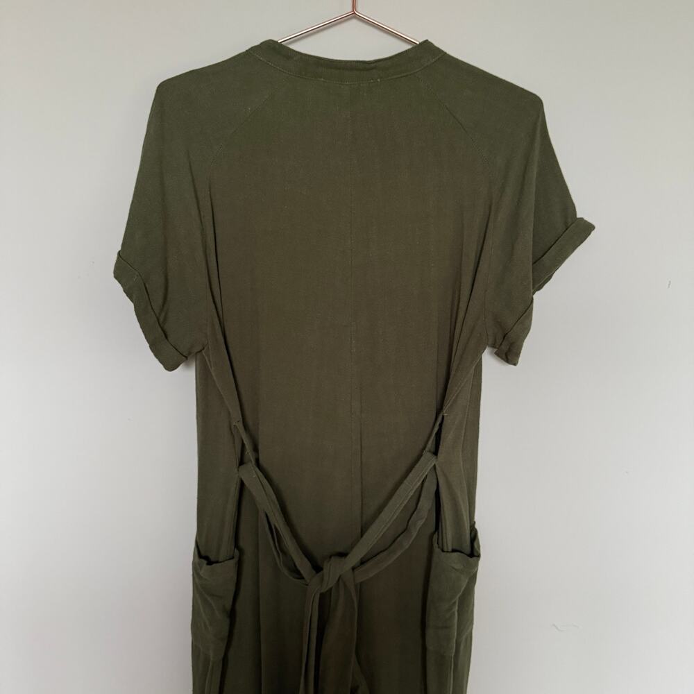 Petal & Pup Womens Archie 100% Linen Jumpsuit 8 Green Minimalist Lagenlook Boho - Picture 7 of 9